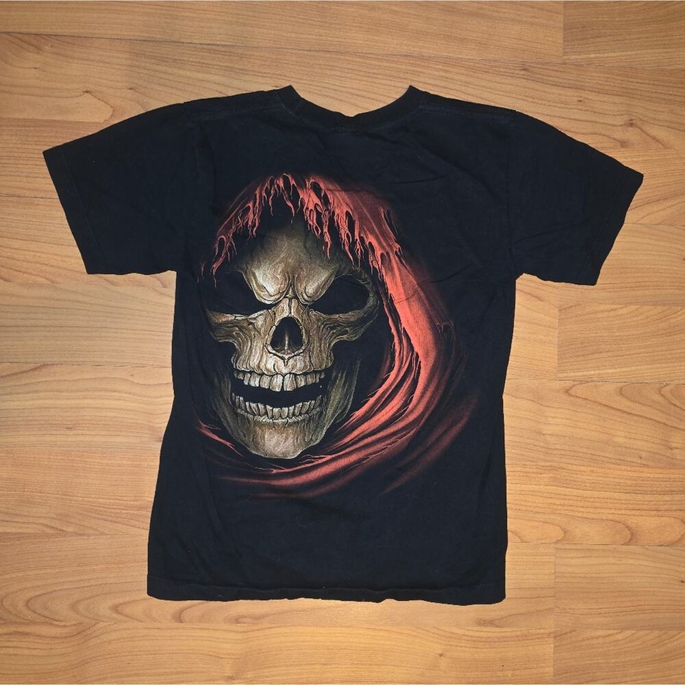 Liquid Blue Black Tee with Bold Orange Accents - Picture 4 of 6